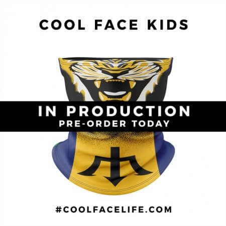 Kids Size – Barbados Flag Face Bandana