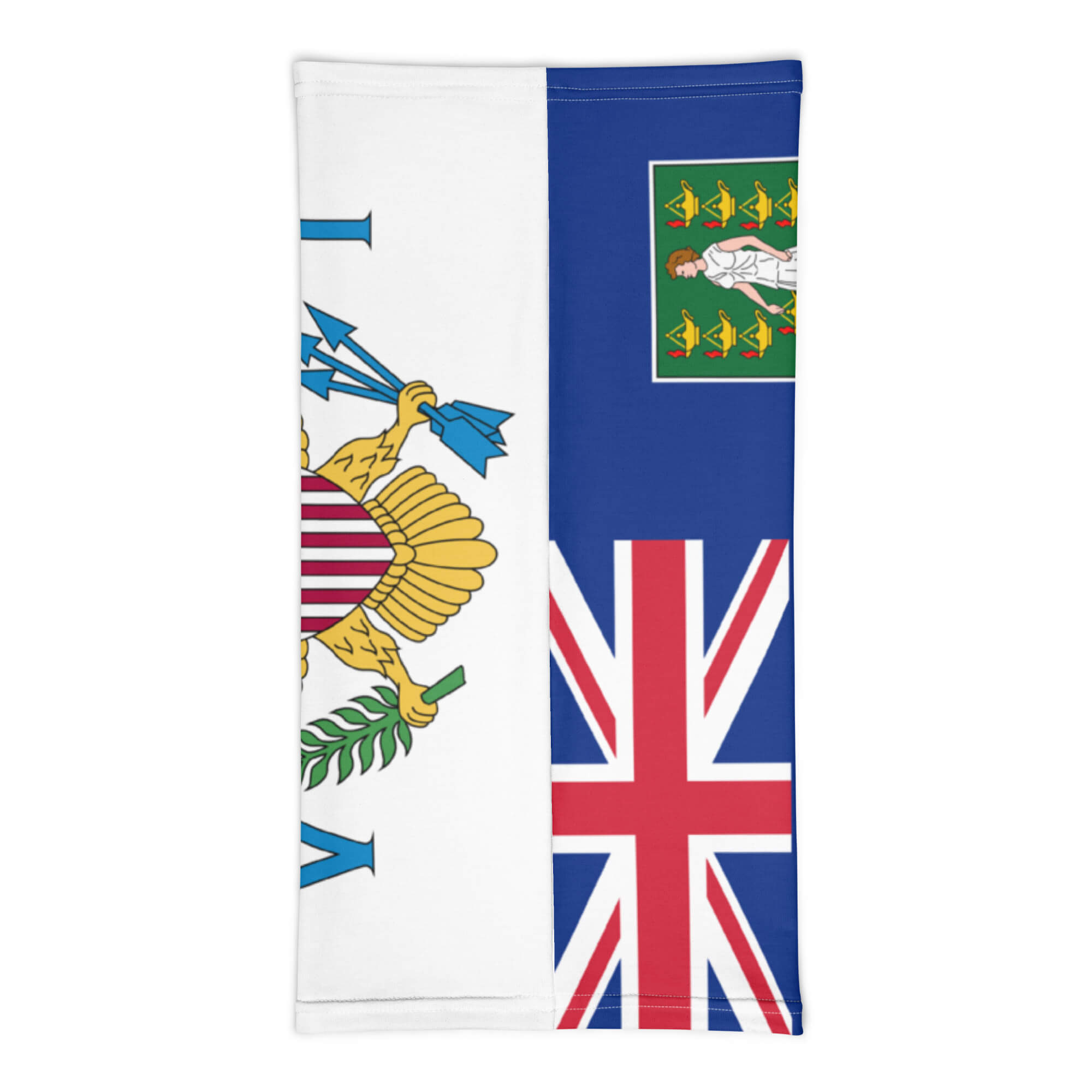 Mixed BVI - USVI Neck Gaiter Bandana - Cool Face Soca Flag 